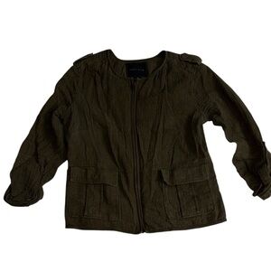 Sanctuary Cotton Utility Jacket Green Lightweight Full Zip Ramie Cotton Size S